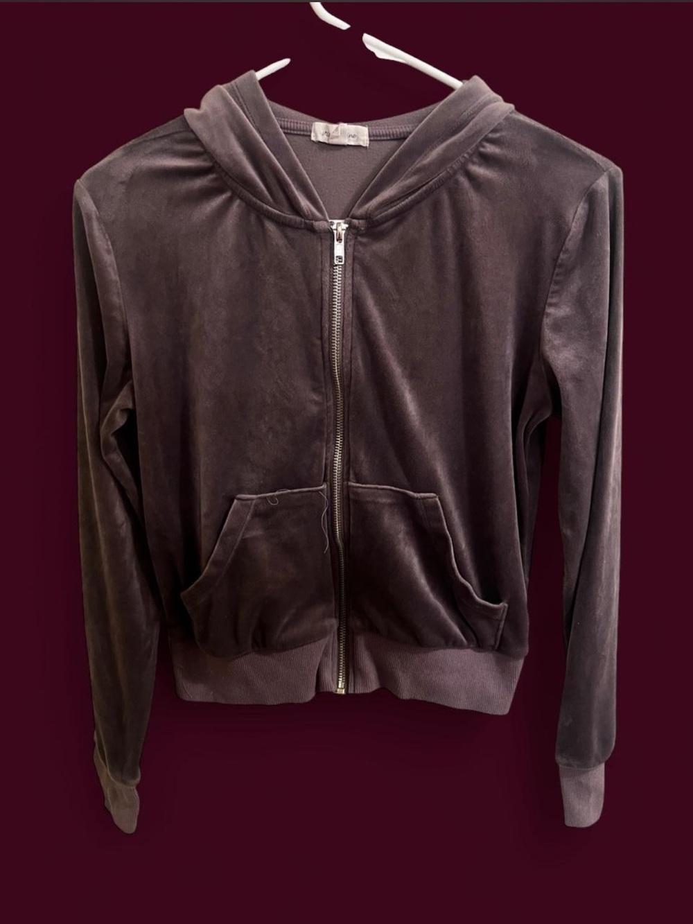 Purple Velvet Zip-Up Hoodie Jacket